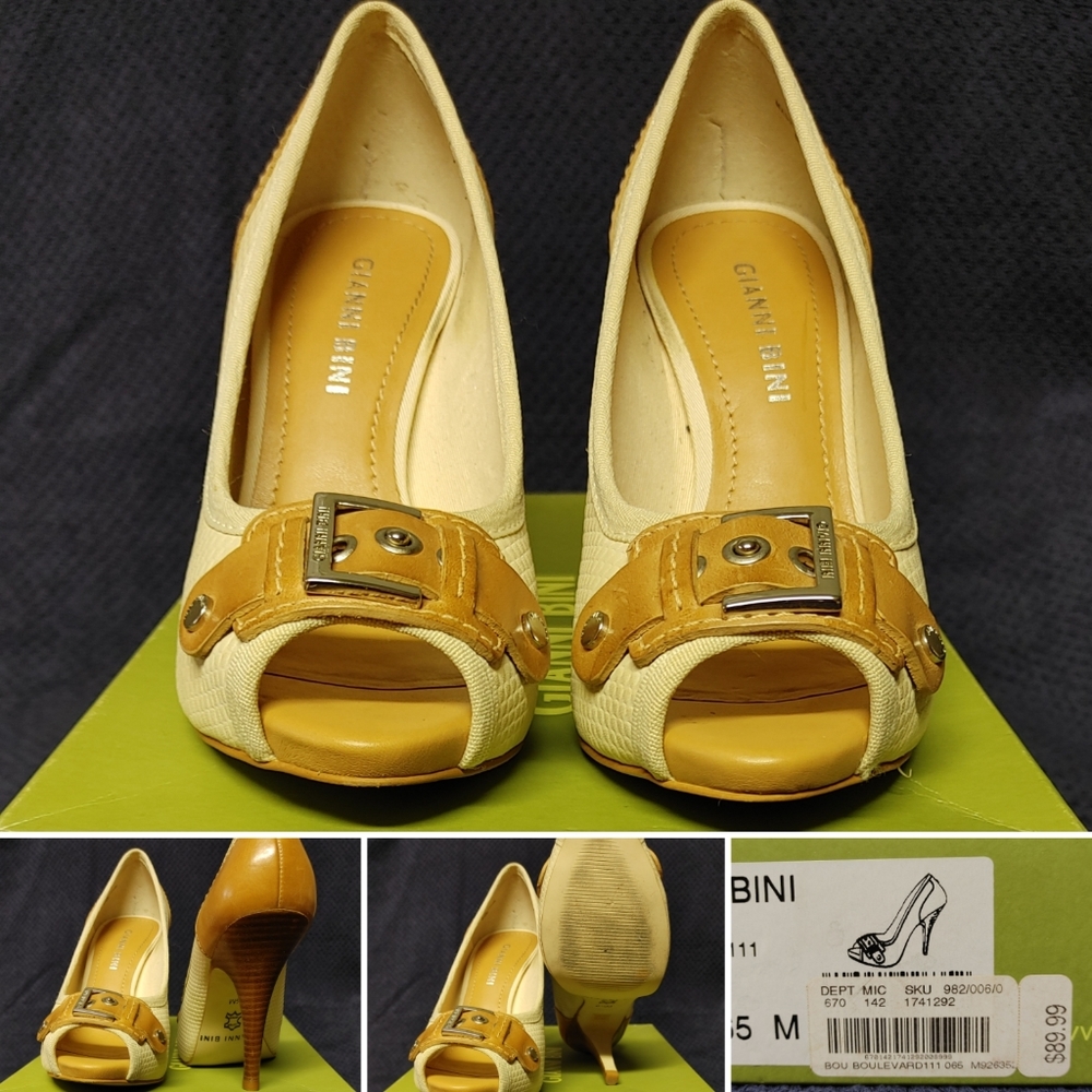 Nude & Cognac Open-Toed Heels